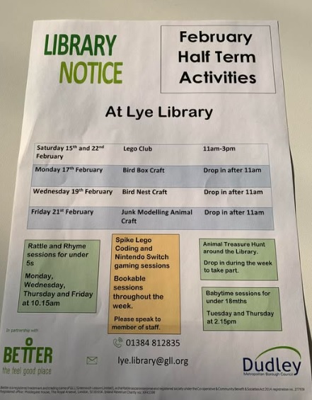 Lye Library - Children's Half Term Activities